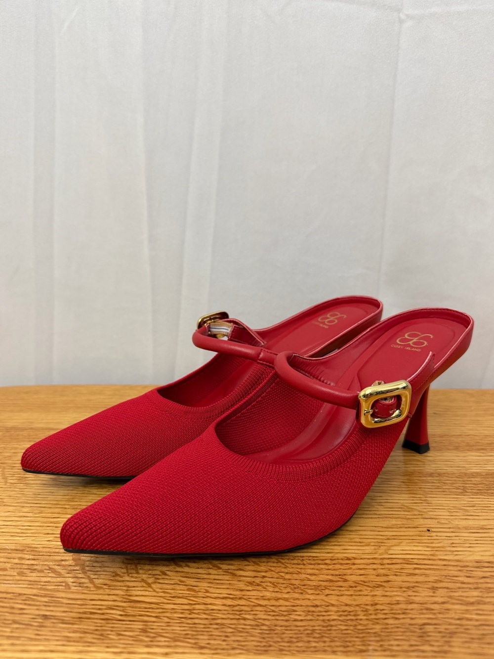 Cosy Island GraceLithe Red Pointed Toe Heeled Mules Womens Size 8.5